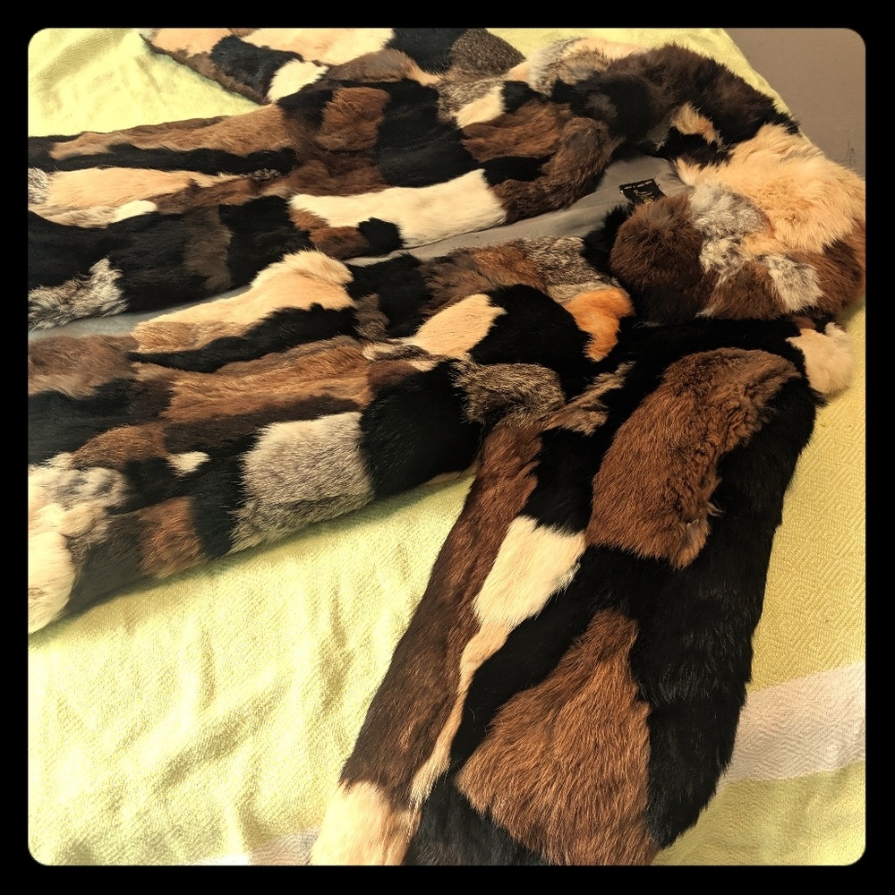 Vintage Rabbit fur patch work coat